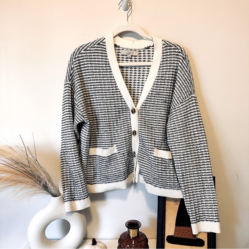 White/Navy Cardigan